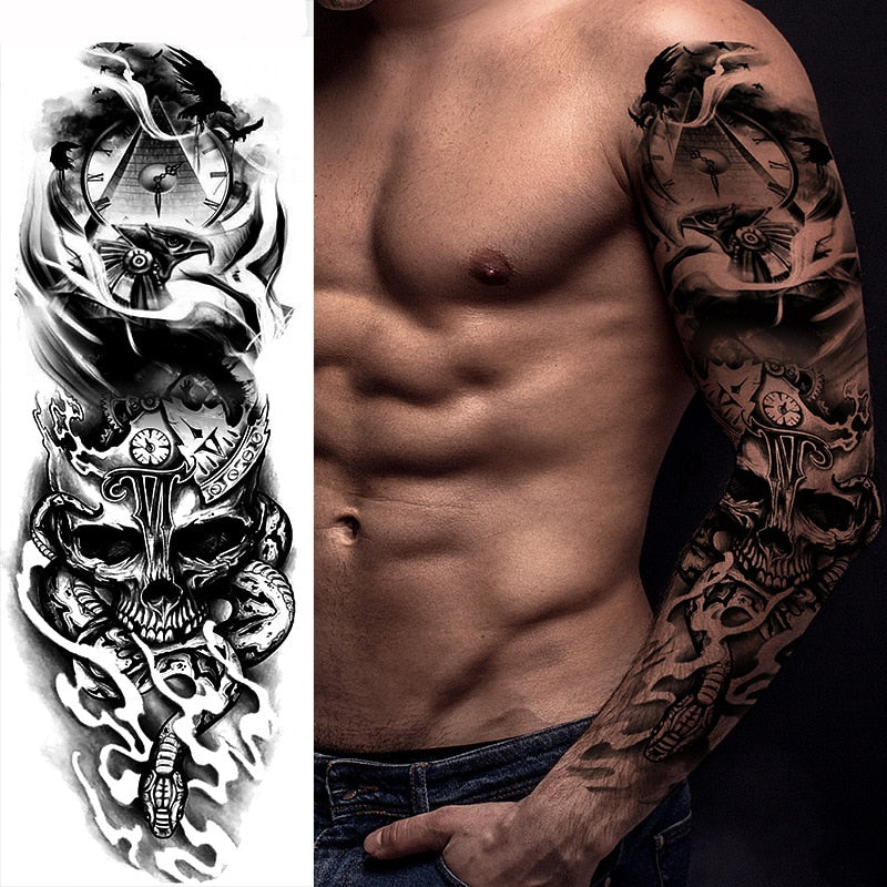 tatouage éphémère Poséidon et Médusa
