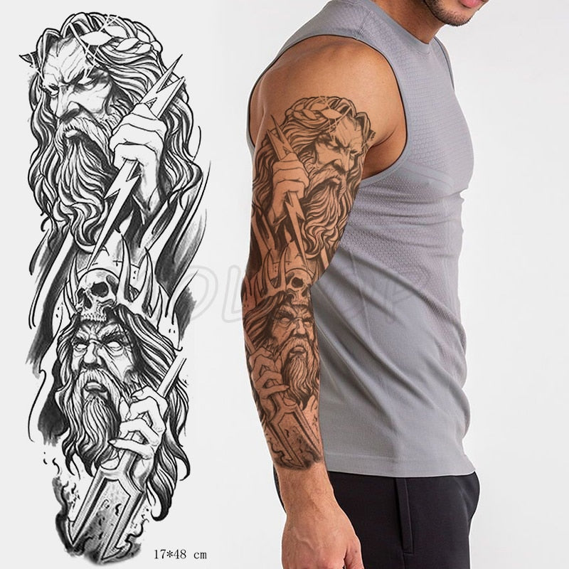 tatouage éphémère Poséidon et Médusa