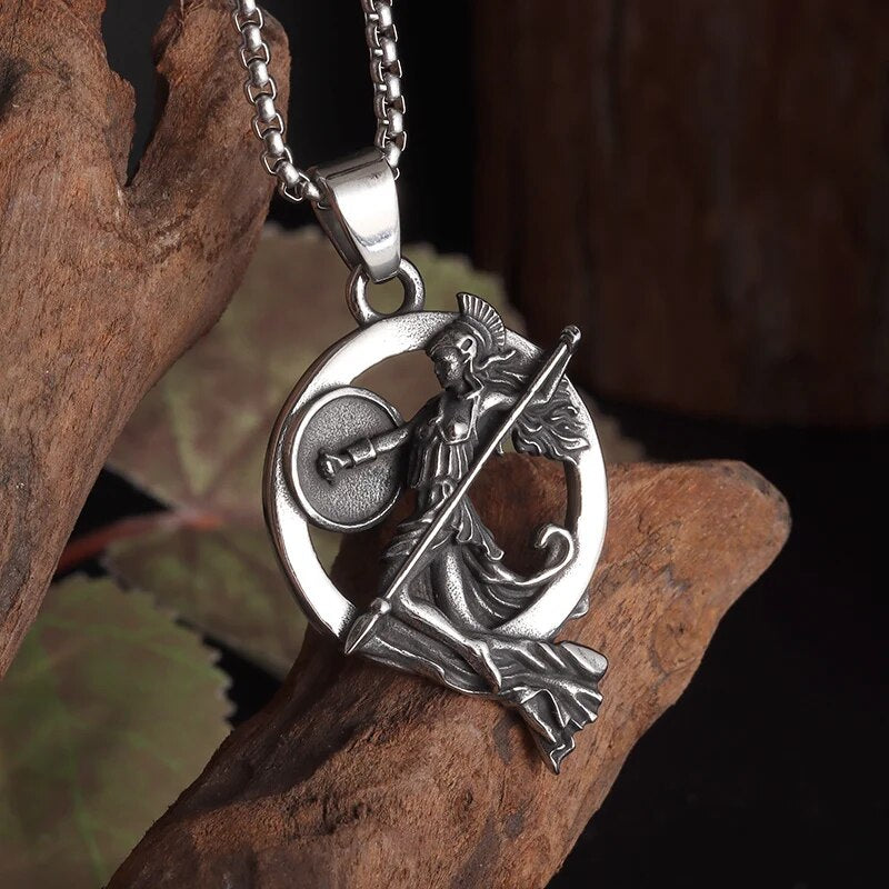 Pendentif Déesse Grecque Athéna Avec Demi-drachme Authentique - Collier Noir - Neuf Sans Emballage