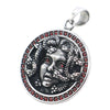 Medusa pendant<br> Silver and Garnet