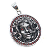 Medusa pendant<br> Silver and Garnet