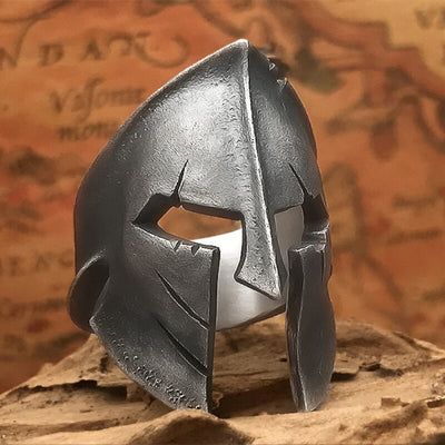 Bague Casque spartiate <br> Leonidas (Acier)